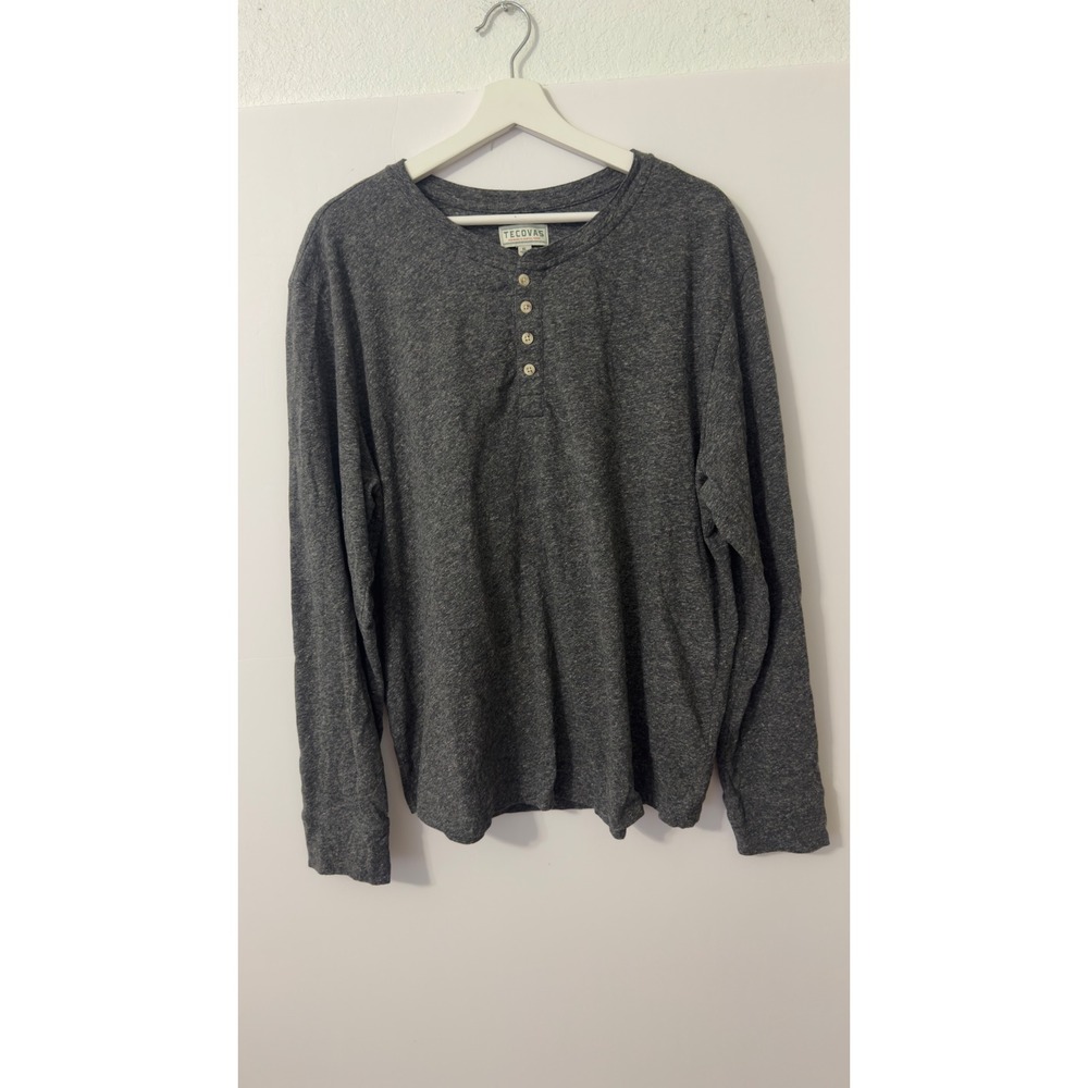 Tecovas Henley Shirt Mens XL Charcoal Heather Long Sleeve Western Minimalist
